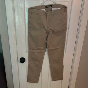 Express Tan Chinos Slim Fit Cotton Twill